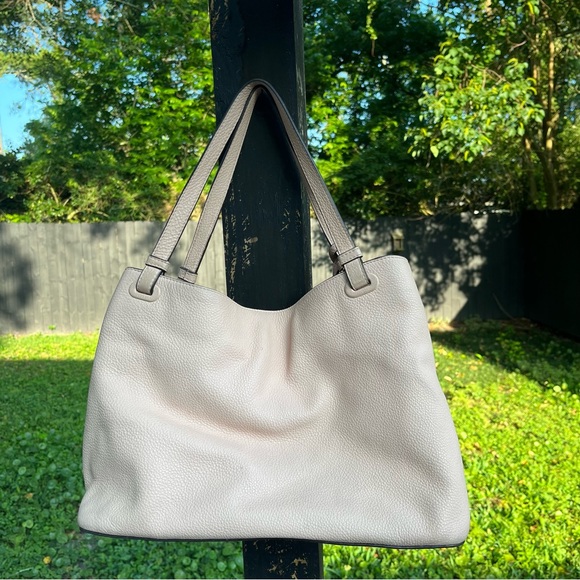 Tory Burch Thea Center-Zip Pebbled Leather Tote “Sweet Melon” - Picture 3 of 7